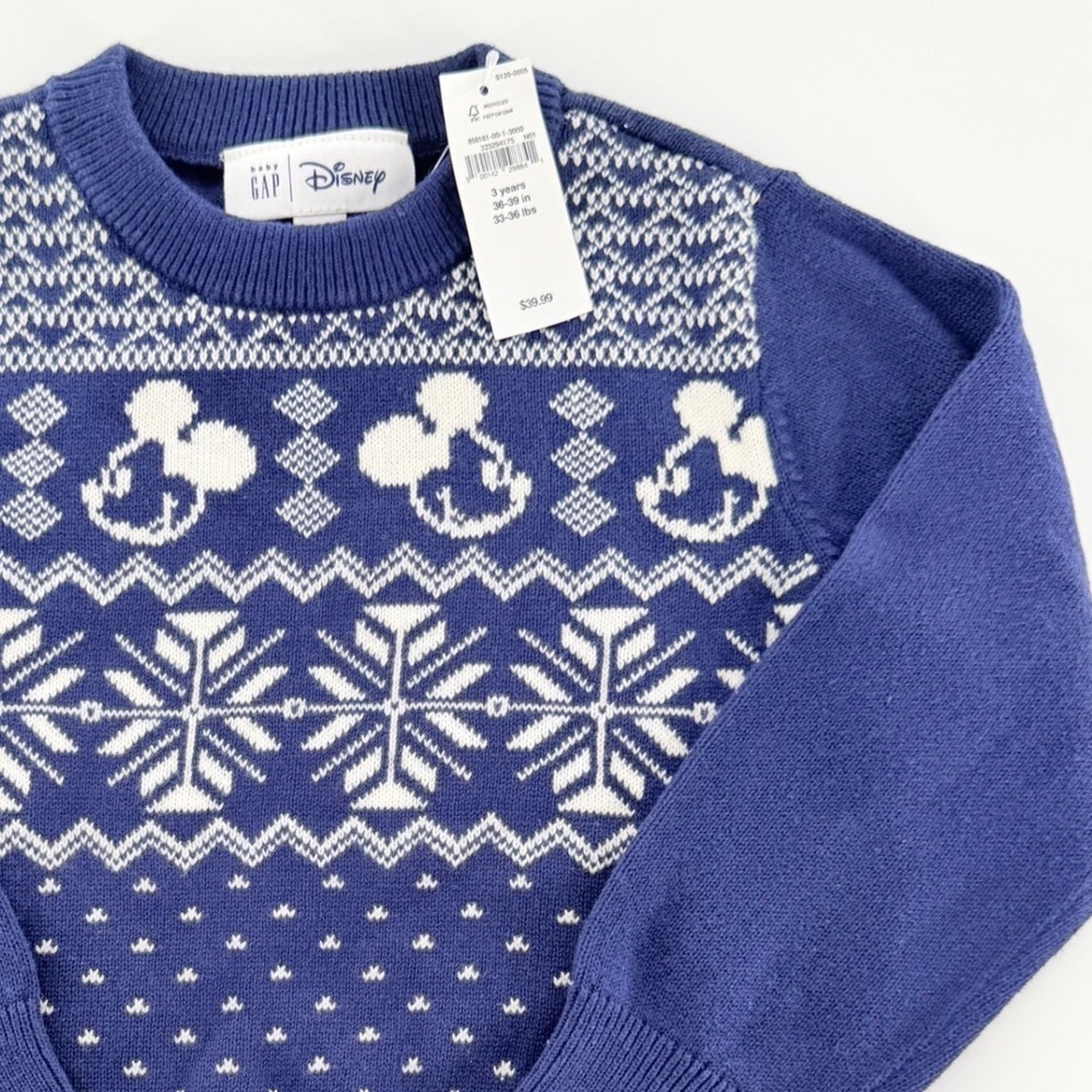Baby GAP x Disney Mickey Mouse Fair Isle Christmas Sweater NWT Size 3T 3 Years